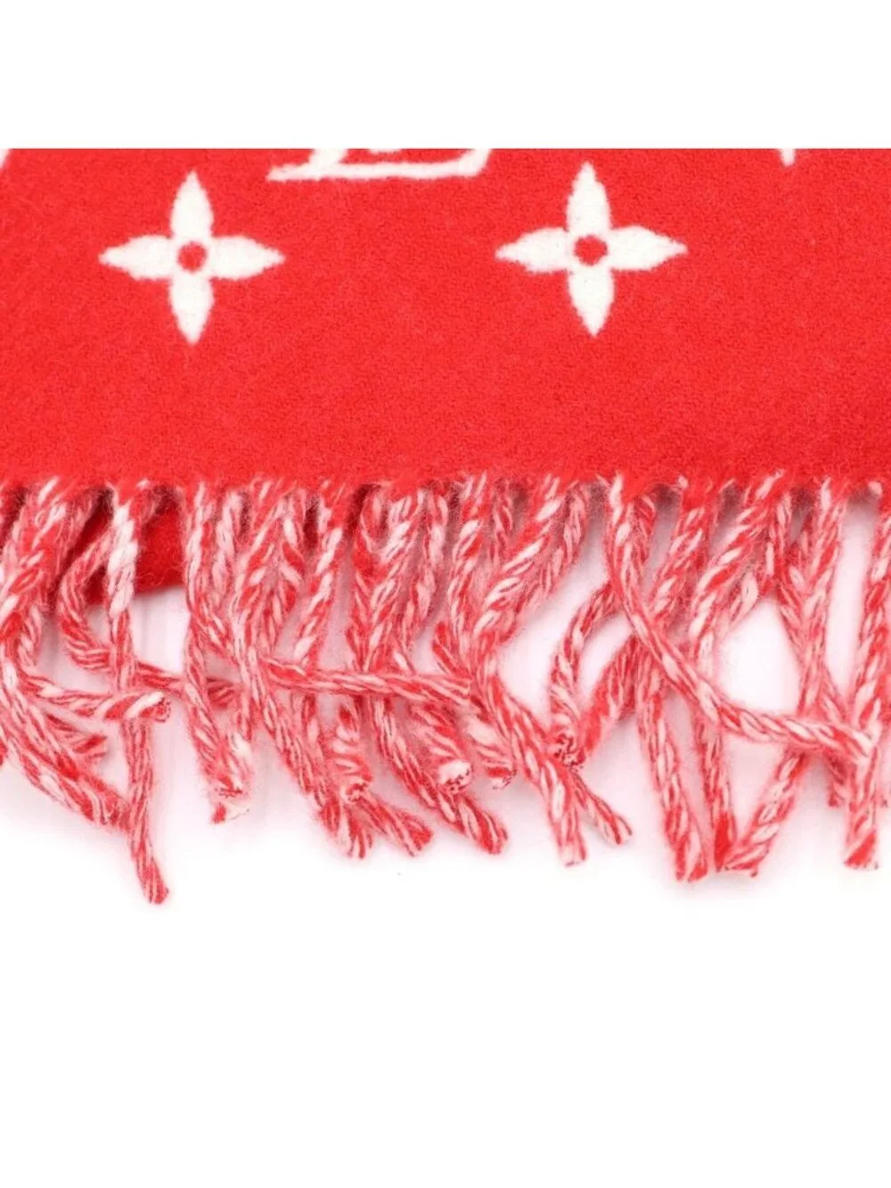 Louis Vuitton Supreme Monogram Scarf Cashmere Blend Total Pattern Fringe Shawl